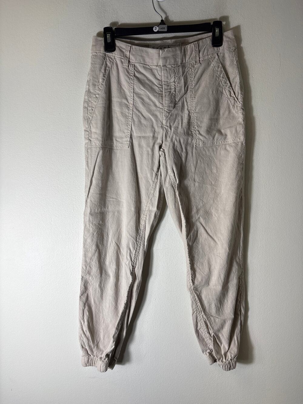 Mens Frank & Eileen Khaki Linen Jogger Style Pants Sz 4
